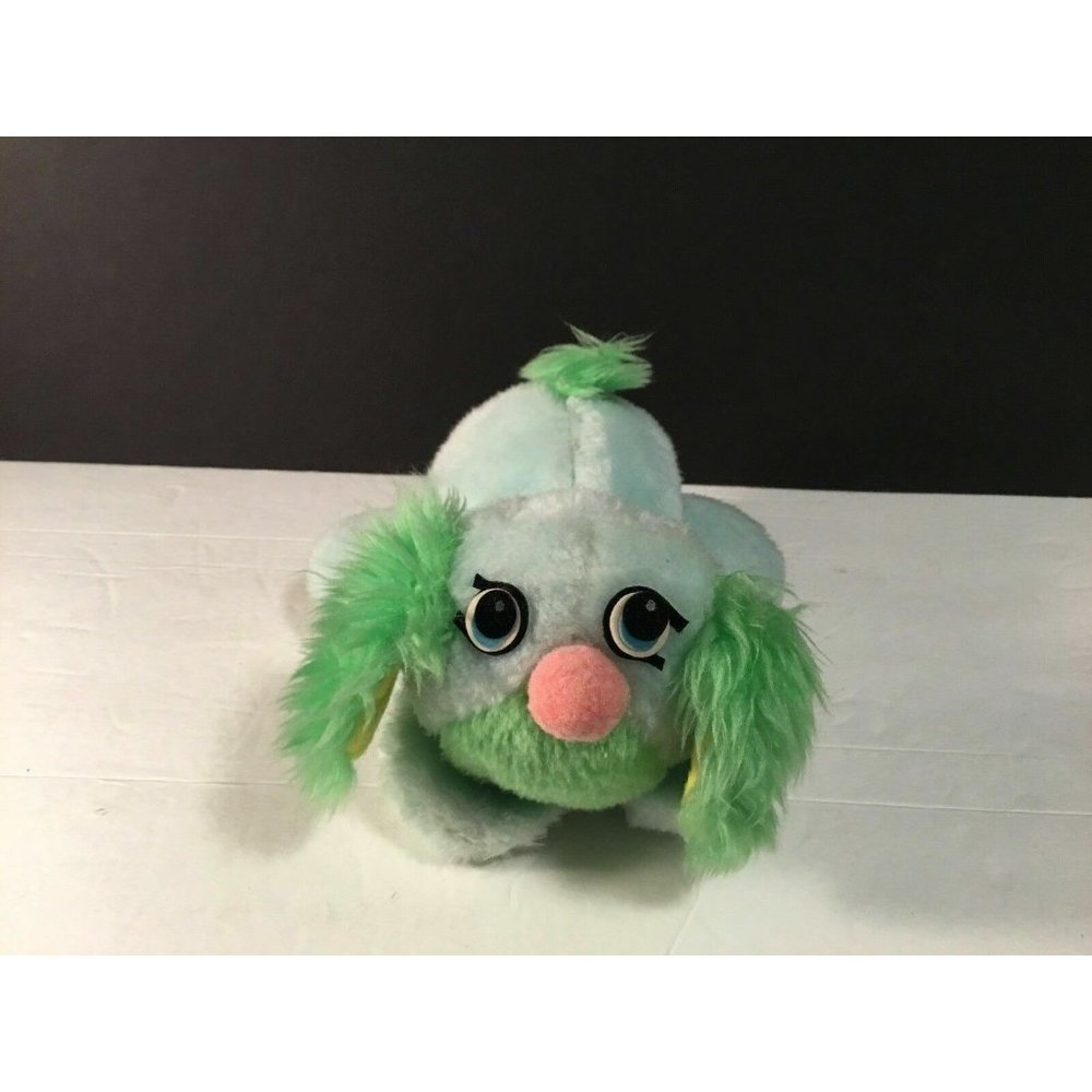 Spencer Gifts 1977 Vintage Plush Blue Green Dog 8" Lgth Stuffed Toy Puppy